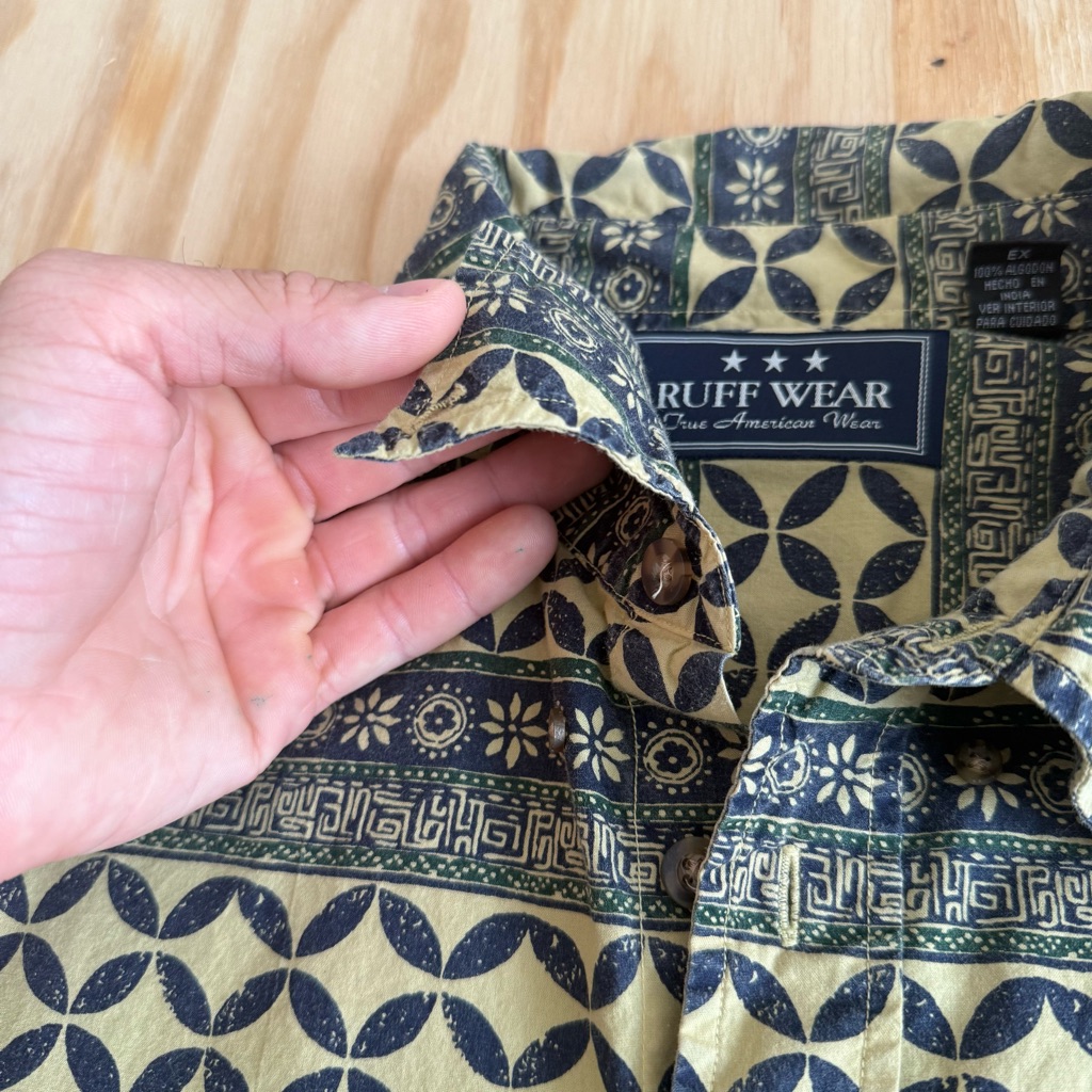 Ruff Wear Vintage Button Up Shirt Xl Geometric Pattern Cotton Usa Style — image 5 of 8